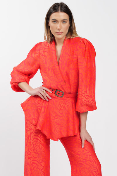 Coral Jacquard Kimono