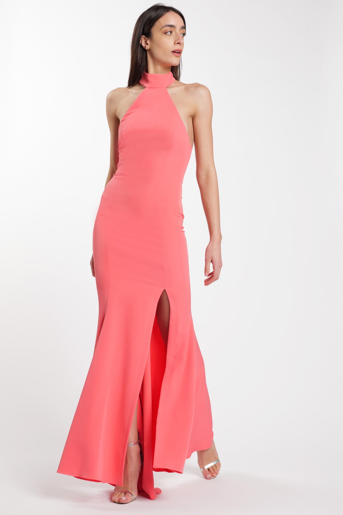 Siren Halter Dress Coral