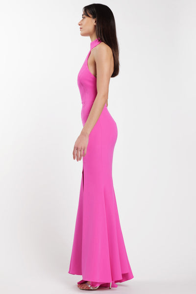 Siren Halter Dress Fuxia