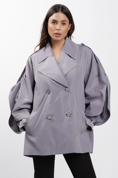 Grey Cargo Trench Coat