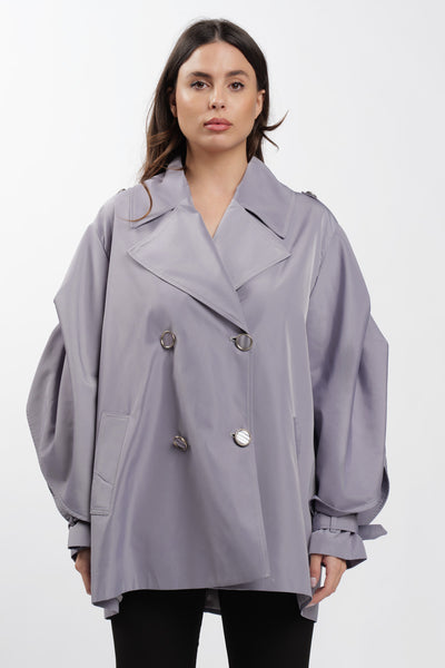 Grey Cargo Trench Coat