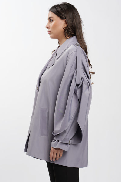 Grey Cargo Trench Coat