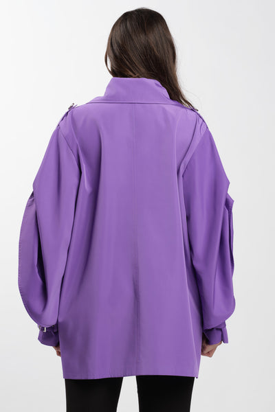 Purple Cargo Trench Coat