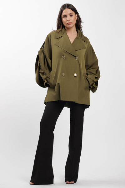 Military Cargo Trench Coat