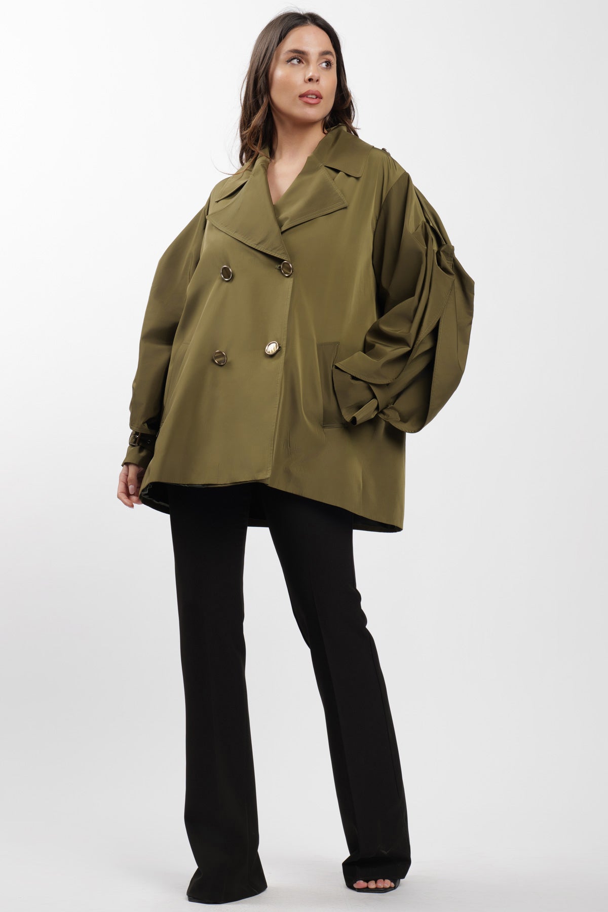 Military Cargo Trench Coat