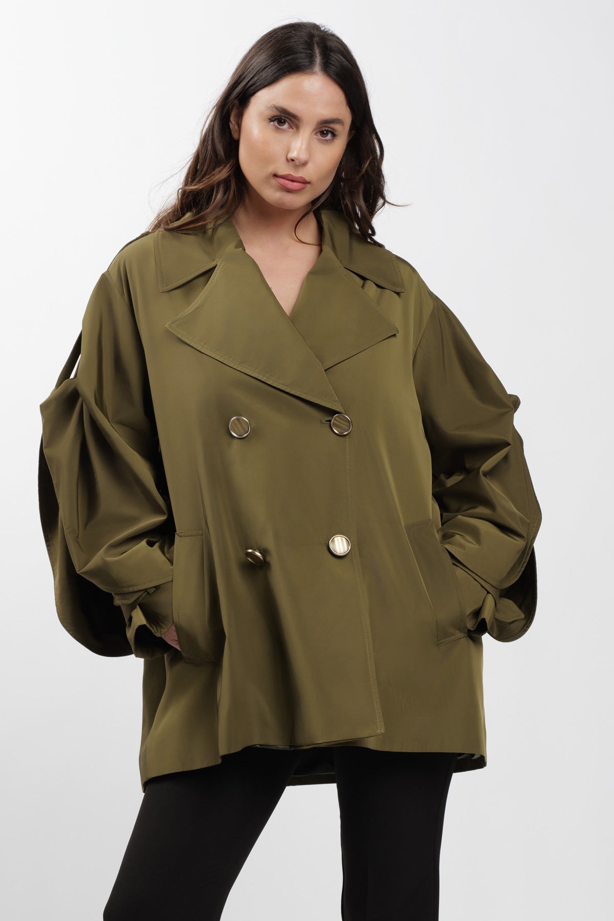 Military Cargo Trench Coat