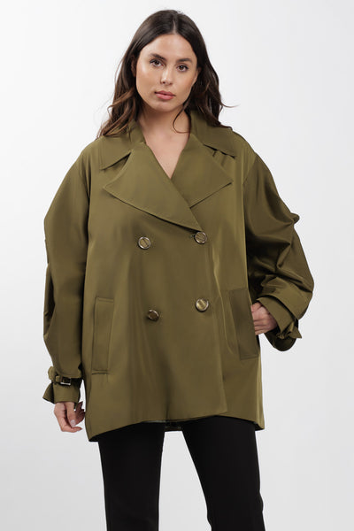 Military Cargo Trench Coat