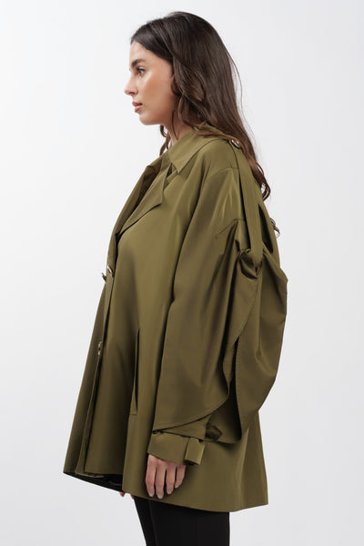 Military Cargo Trench Coat