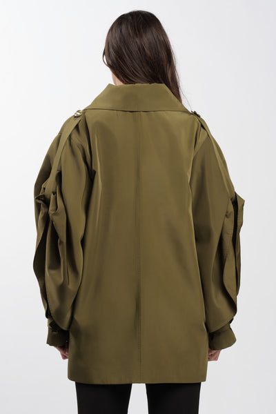 Military Cargo Trench Coat