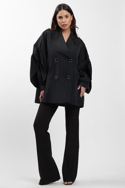 Black Cargo Trench Coat