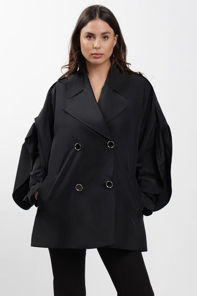 Black Cargo Trench Coat