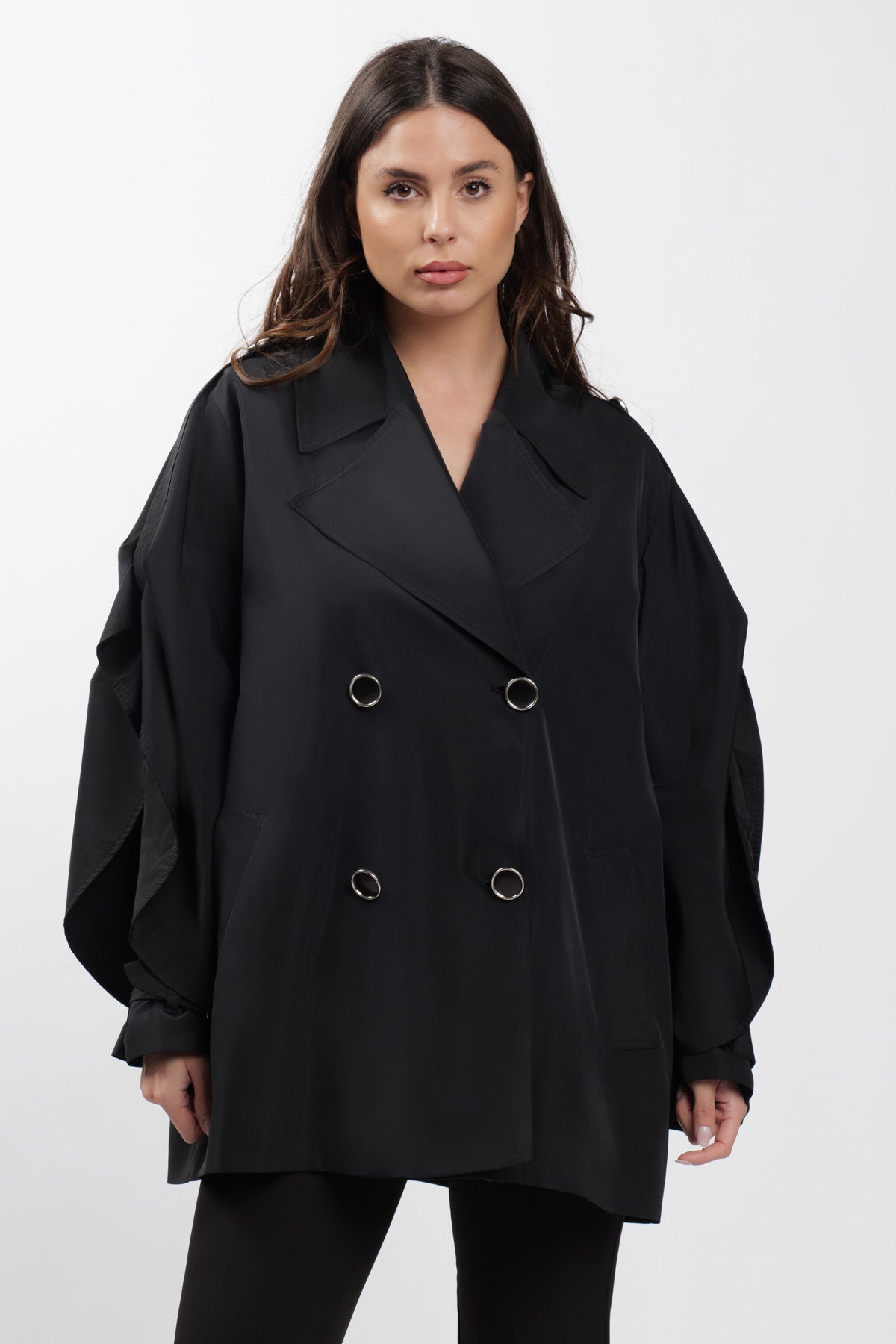 Black Cargo Trench Coat