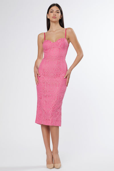 Lace Boustier Dress Pink