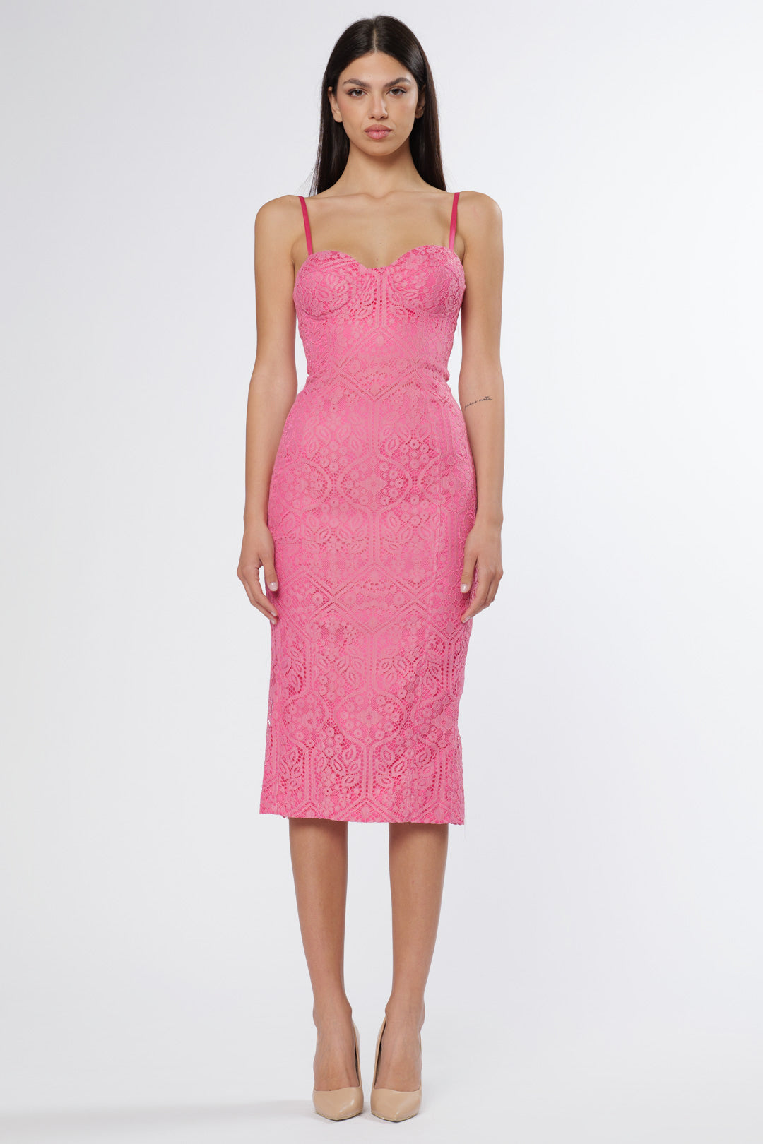 Lace Boustier Dress Pink